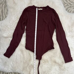 MADEWELL burgundy long sleeve body suit, size large